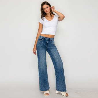 Style 90432-SNOW WASH WIDE LEG