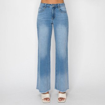 Style 90442-FRAY HEM WIDE LEG